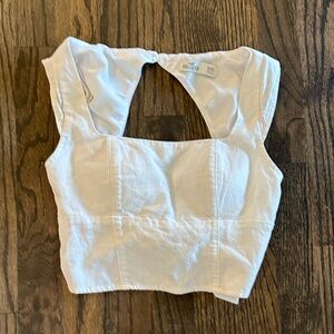 Hollister Women’s White Cropped Linen Top